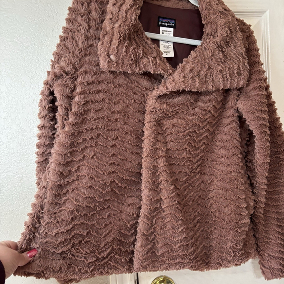 Patagonia Medium Warm Dusty Rose Soft Fury Jacket Snaps & Zipper, Lined, Pockets - Picture 6 of 10